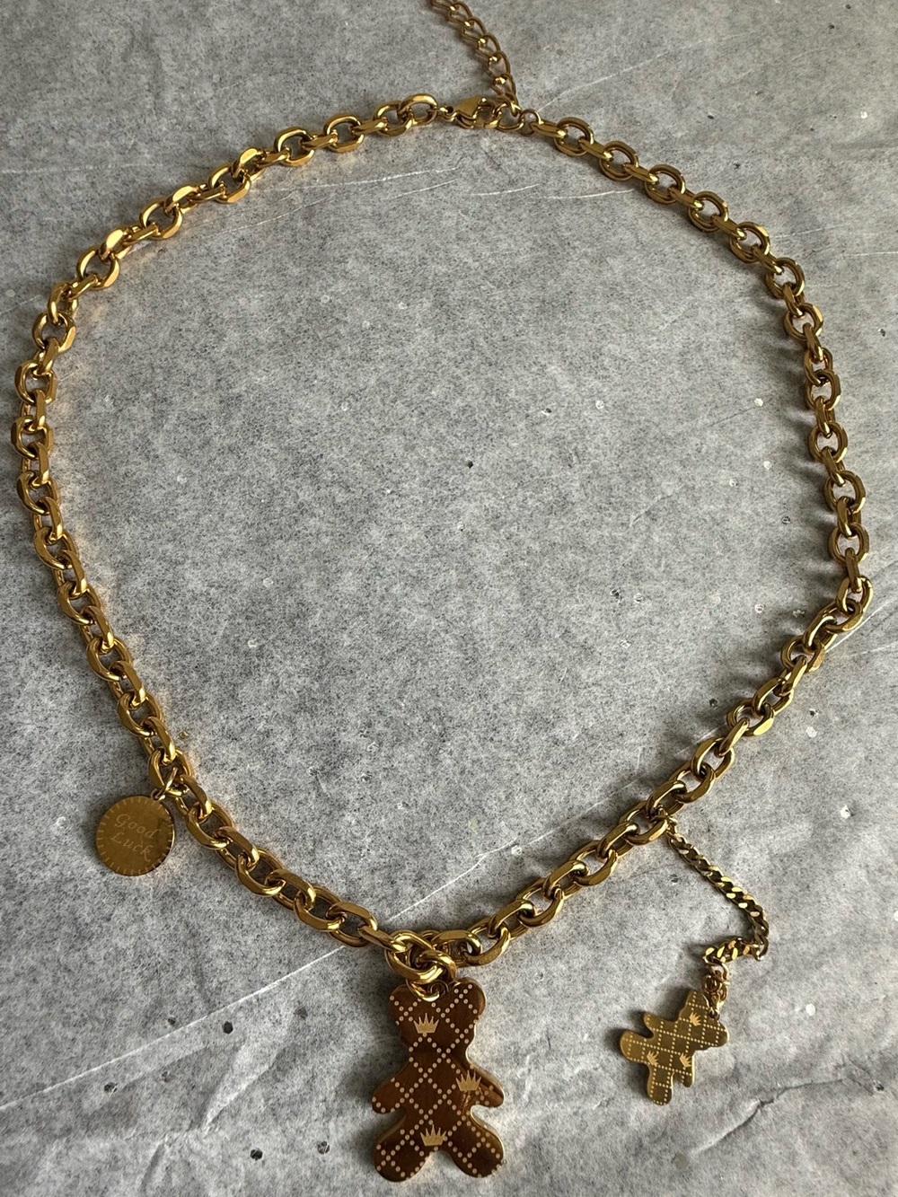 18k gold plated Teddy Pendant Chain Necklace - Women Jewelry